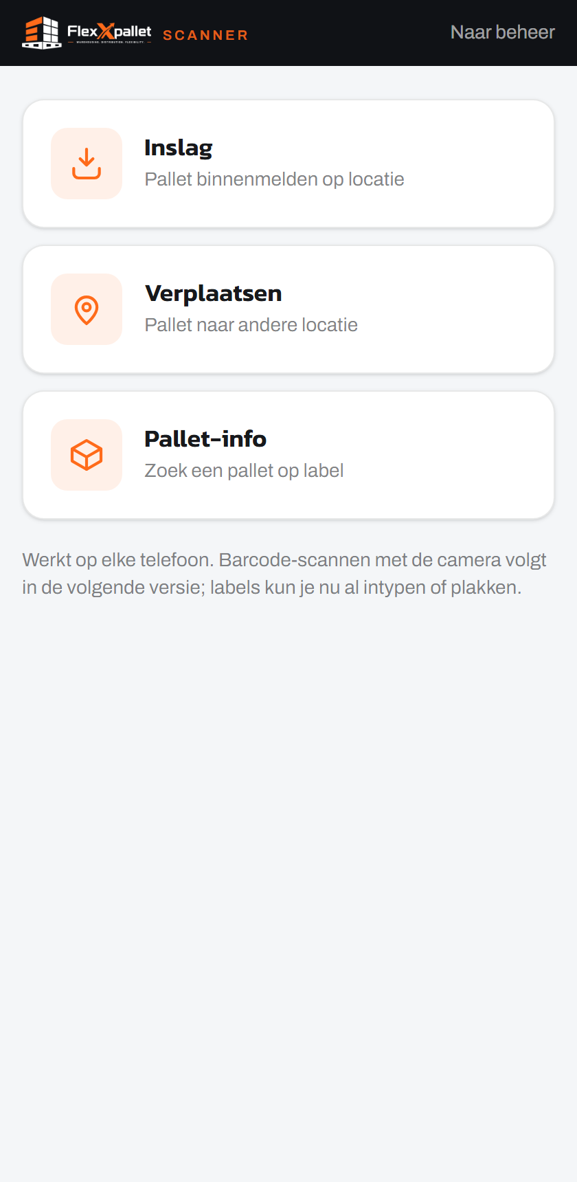 Scanner-weergave op telefoonformaat